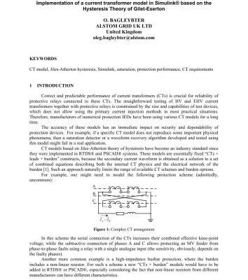 خرید و دانلود نسخه کامل کتاب Implementation of a current transformer model in Simulink based on the Hysteresis Theory of Gilet-Eserton