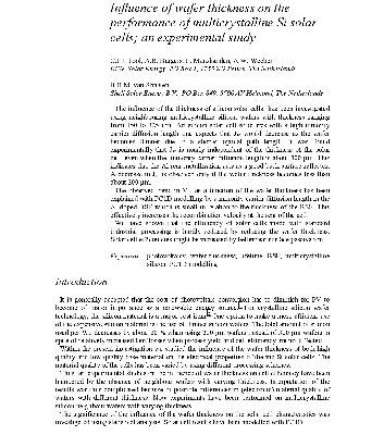 خرید و دانلود نسخه کامل کتاب Influence of wafer thickness on the performance of multicrystalline Si