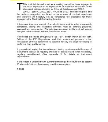 خرید و دانلود نسخه کامل کتاب Inspection And Testing Of Electrical Installations