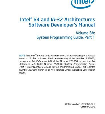 خرید و دانلود نسخه کامل کتاب Intel® 64 and IA-32 Architectures Software Developer’s Manual, Volume 3A: System Programming Guide, Part 1