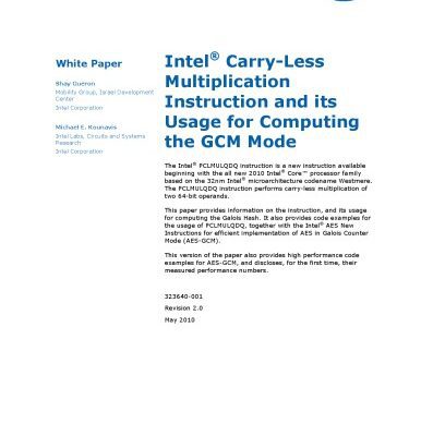 خرید و دانلود نسخه کامل کتاب Intel® Carry-Less Multiplication Instruction and its Usage for Computing the GCM Mode