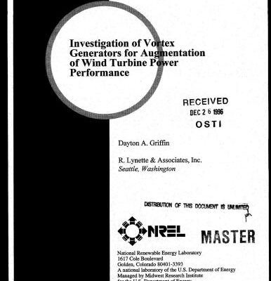 خرید و دانلود نسخه کامل کتاب Investigations of Vortex Generators For Augmentation of Wind Turbine Power Performance