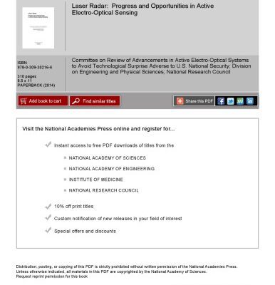 خرید و دانلود نسخه کامل کتاب Laser Radar: Progress and Opportunities in Active Electro-Optical Sensing