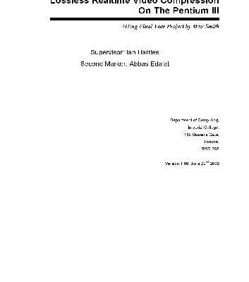 خرید و دانلود نسخه کامل کتاب Lossless realtime video compression on the Pentium III