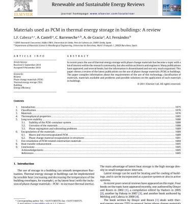خرید و دانلود نسخه کامل کتاب Materials used as PCM in thermal energy storage in buildings: A review (Фазопереходные материалы для аккумулирования тепла в зданиях: обзор)