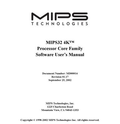 خرید و دانلود نسخه کامل کتاب MIPS Technologies MIPS32 4K™ Processor Core Family Software User’s Manual