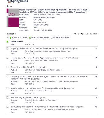 خرید و دانلود نسخه کامل کتاب Mobile Agents for Telecommunication Applications: Second International Workshop, MATA 2000 Paris, France, September 18–20, 2000 Proceedings