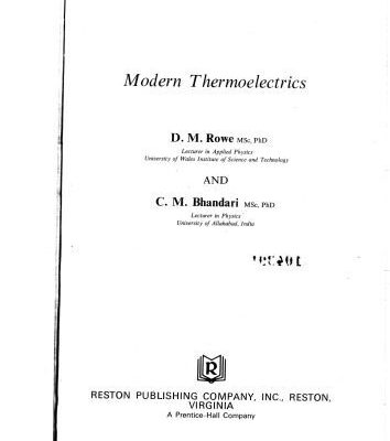 خرید و دانلود نسخه کامل کتاب Modern Thermoelectrics