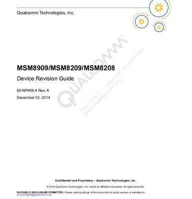 خرید و دانلود نسخه کامل کتاب MSM8909/MSM8209/MSM8208 Device Revision Guide