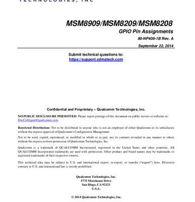 خرید و دانلود نسخه کامل کتاب MSM8909/MSM8209/MSM8208 GPIO Pin Assignments