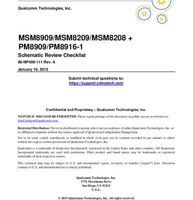 خرید و دانلود نسخه کامل کتاب MSM8909/MSM8209/MSM8208 + PM8909/PM8916-1 Schematic Review Checklist