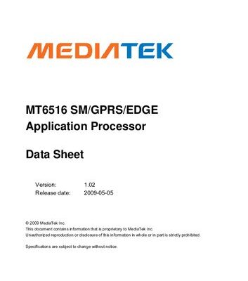 خرید و دانلود نسخه کامل کتاب MT6516 SM/GPRS/EDGE Application Processor Datasheet