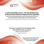 خرید و دانلود نسخه کامل کتاب On the (In)Security of Automotive Remote Keyless Entry Systems