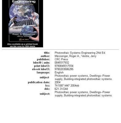 خرید و دانلود نسخه کامل کتاب Photovoltaic Systems Engineering, Second Edition