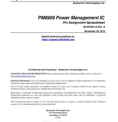 خرید و دانلود نسخه کامل کتاب PM8909 Power Management IC Pin Assignment Spreadsheet