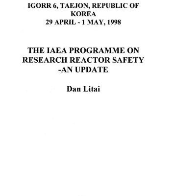 خرید و دانلود نسخه کامل کتاب Proceeding International Group on Research Reactor 6 (IGORR 1998)