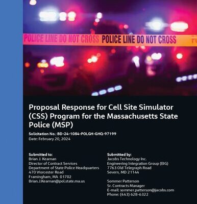 خرید و دانلود نسخه کامل کتاب Proposal Response for Cell-Site Simulator (CSS) Program for the Massachusetts State Police (MSP)
