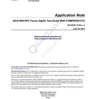 خرید و دانلود نسخه کامل کتاب QCA1990 NFC Forum Digital Test Guide With COMPRION UT3