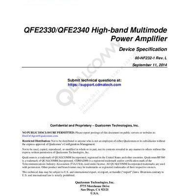 خرید و دانلود نسخه کامل کتاب QFE2330/QFE2340 High-band Multimode Power Amplifier