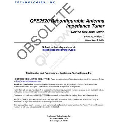 خرید و دانلود نسخه کامل کتاب QFE2520 Reconfigurable Antenna Impedance Tuner Device Revision Guide