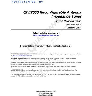 خرید و دانلود نسخه کامل کتاب QFE2550 Reconfigurable Antenna Impedance Tuner Device Revision Guide