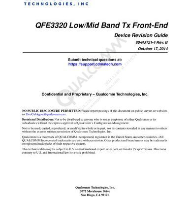 خرید و دانلود نسخه کامل کتاب QFE3320 Low/Mid Band Tx Front-End Device Revision Guide