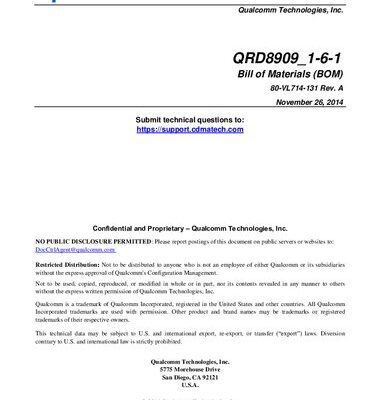 خرید و دانلود نسخه کامل کتاب QRD8909_1-6-1 Bill of Materials (BOM)