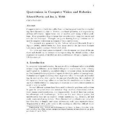 خرید و دانلود نسخه کامل کتاب Quaternions in computer vision and robotics