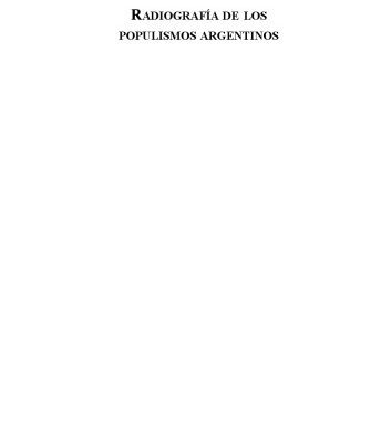 خرید و دانلود نسخه کامل کتاب Radiografia De Los Populismos Argentinos