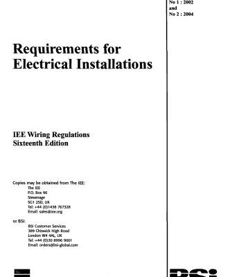 خرید و دانلود نسخه کامل کتاب Requirements for Electrical Installations: IEE Wiring Regulations Sixteenth Edition–BS 7671:2001 Incorporating Amendments No 1: and No 2: