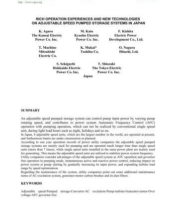 خرید و دانلود نسخه کامل کتاب Rich operation experiences and new technologies on adjustable speed pumped storage systems in Japan