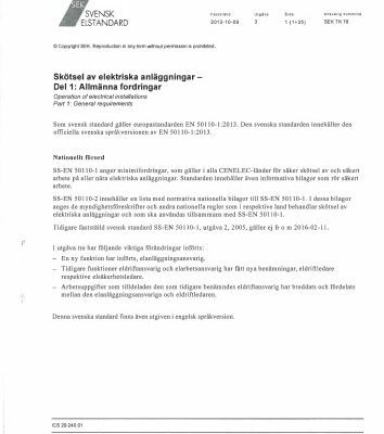 خرید و دانلود نسخه کامل کتاب Skötsel av elektriska anläggningar SS-EN 50 110-1