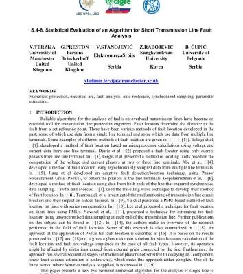 خرید و دانلود نسخه کامل کتاب Statistical Evaluation of an Algorithm for Short Transmission Line Fault Analysis