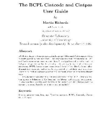 خرید و دانلود نسخه کامل کتاب The BCPL Cintcode and Cintpos user guide