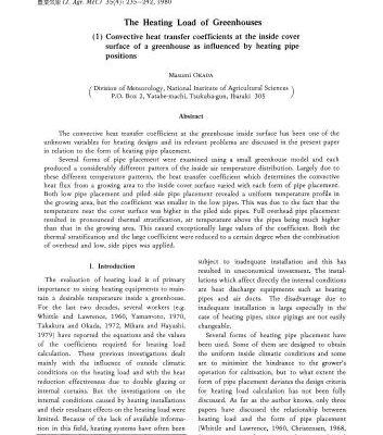 خرید و دانلود نسخه کامل کتاب The Heating Load of Greenhouses. (1). Convective heat transfer coefficients at the inside cover surface of a greenhouse as influenced by heating pipe positions (Тепловая нагрузка теплицы. (1). Коэффициент конвективной теплопередачи внутри те
