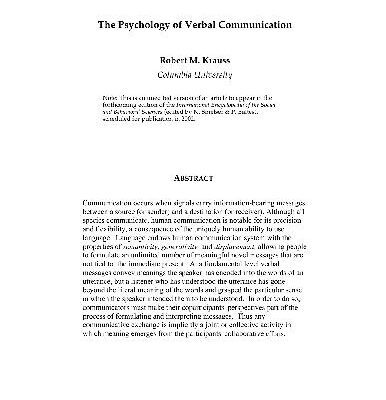 خرید و دانلود نسخه کامل کتاب The Psychology of Verbal Communication