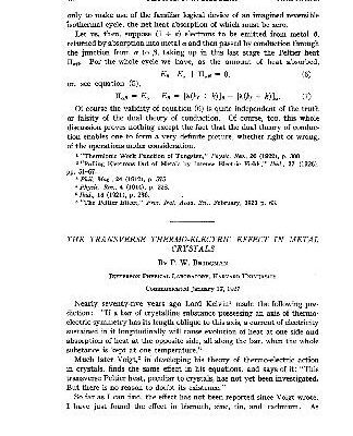 خرید و دانلود نسخه کامل کتاب The Transverse Thermo-Electric Effect in Metal Crystals