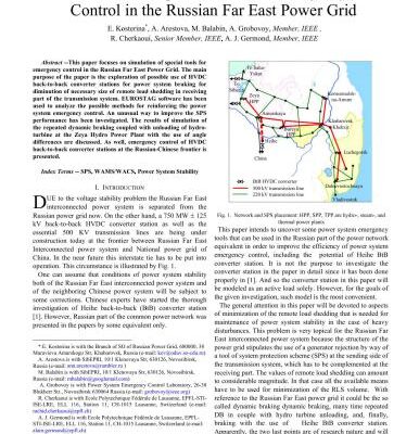 خرید و دانلود نسخه کامل کتاب The Use of Special Tools for Emergency Control in the Russian Far East Power Grid