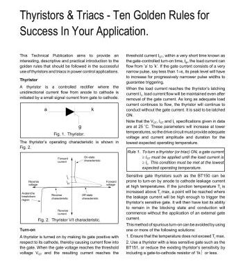 خرید و دانلود نسخه کامل کتاب Thyristors & Triacs – Ten Golden Rules for Success In Your Application