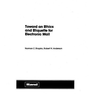 خرید و دانلود نسخه کامل کتاب Toward an Ethics and Etiquette for Electronic Mail