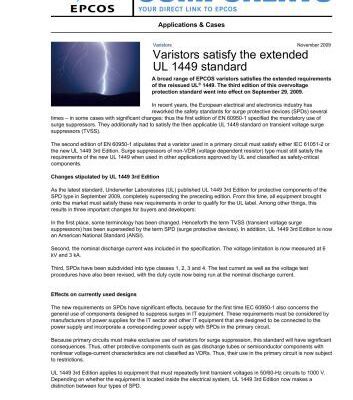 خرید و دانلود نسخه کامل کتاب Varistors satisfy the extended UL 1449 standard