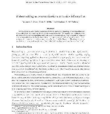 خرید و دانلود نسخه کامل کتاب Watermarking as communications with side information