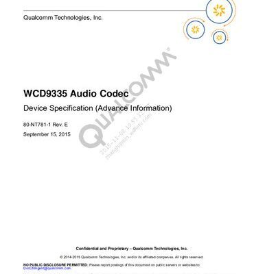 خرید و دانلود نسخه کامل کتاب WCD9335 Audio Codec Device Specification (Advance Information)