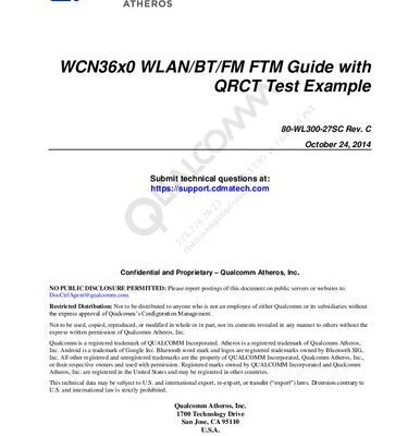 خرید و دانلود نسخه کامل کتاب WCN36x0 WLAN/BT/FM FTM Guide with QRCT Test Example