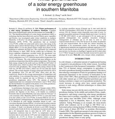 خرید و دانلود نسخه کامل کتاب Winter performance of a solar energy greenhouse in southern Manitoba (Зимние характеристики солнечной теплицы в Южной Манитобе)