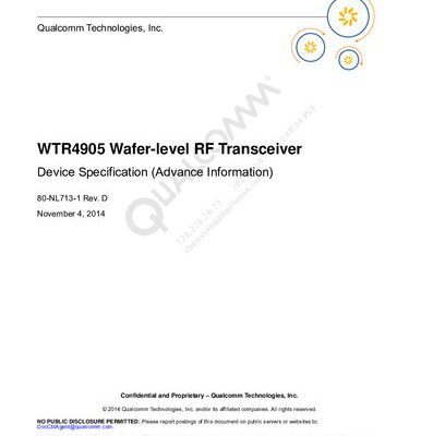 خرید و دانلود نسخه کامل کتاب WTR4905 Wafer-level RF Transceiver Device Specification (Advance Information)