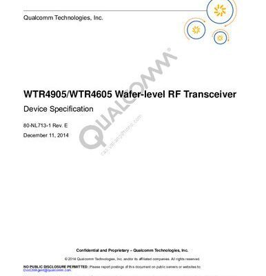 خرید و دانلود نسخه کامل کتاب WTR4905/WTR4605 Wafer-level RF Transceiver Device Specification