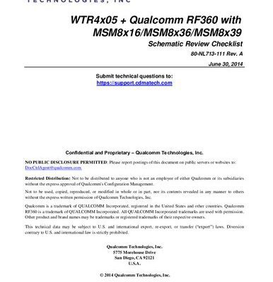 خرید و دانلود نسخه کامل کتاب WTR4x05 + Qualcomm RF360 with MSM8x16/MSM8x36/MSM8x39 Schematic Review Checklist