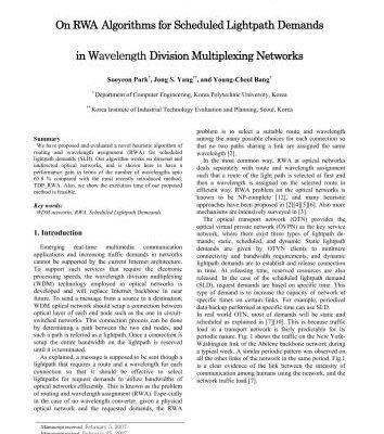 خرید و دانلود نسخه کامل کتاب Yang, Young-Cheol Bang. On RWA Algorithms for Scheduled Lightpath Demand in Wavelength Division Multiplexing Networks