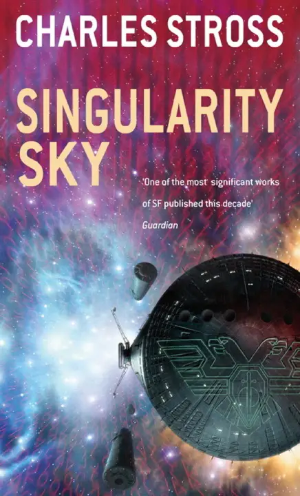singularity-sky-by-charles-stross_6a17577c72aa1 خرید و دانلود نسخه کامل کتاب صوتی انگلیسی آسمان تکینگی، اثر چارلز استراس (از مجموعهی اسخاتون) Singularity Sky by Charles Stross - تصویر 1